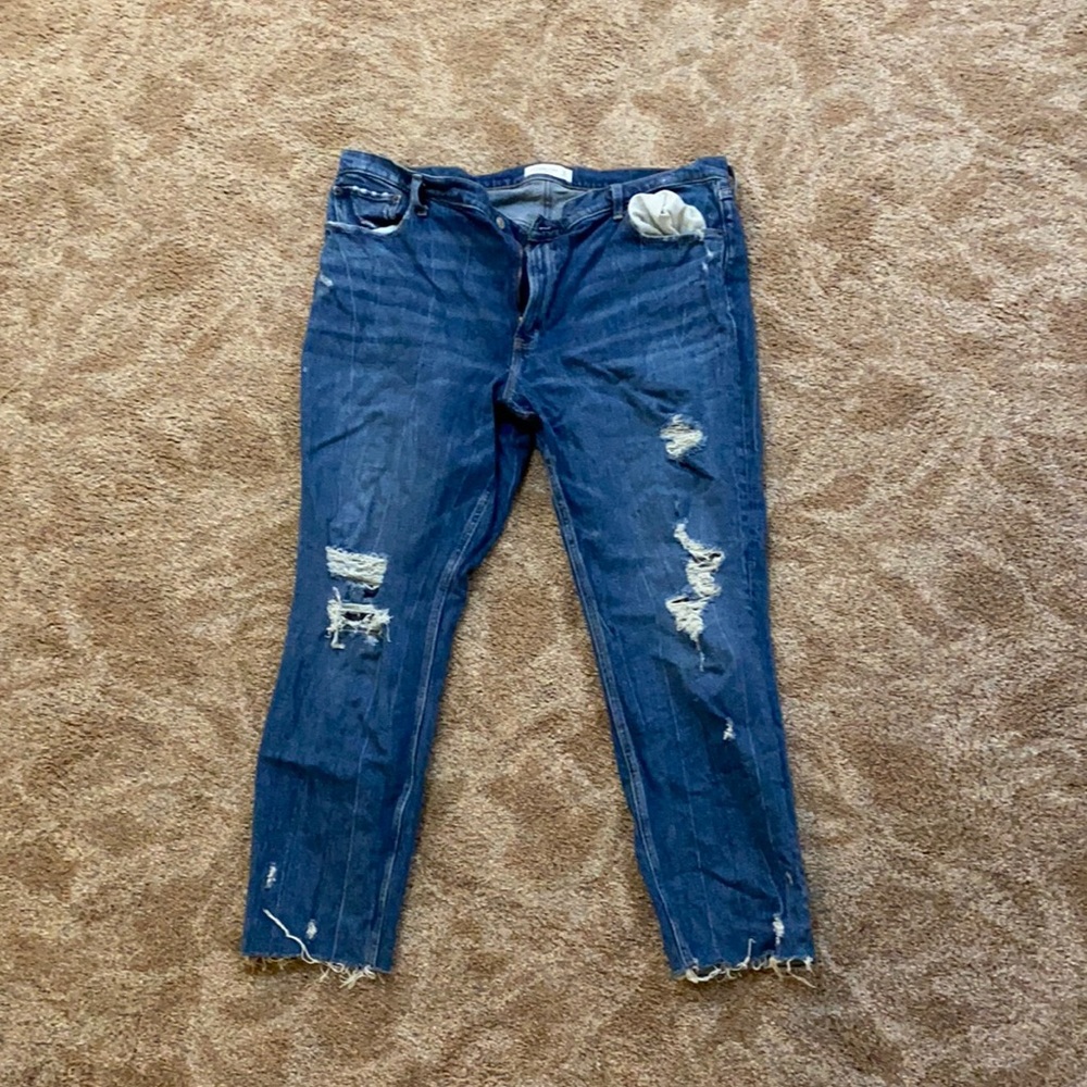 Abercrombie Ripped High Rise Mom Jeans